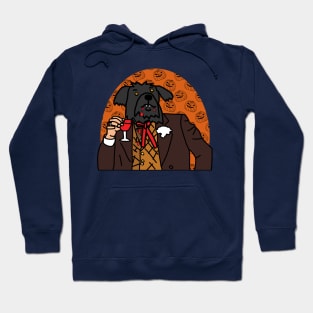 Vampire Dog Drinking Wine Halloween Horror Portrait Hoodie